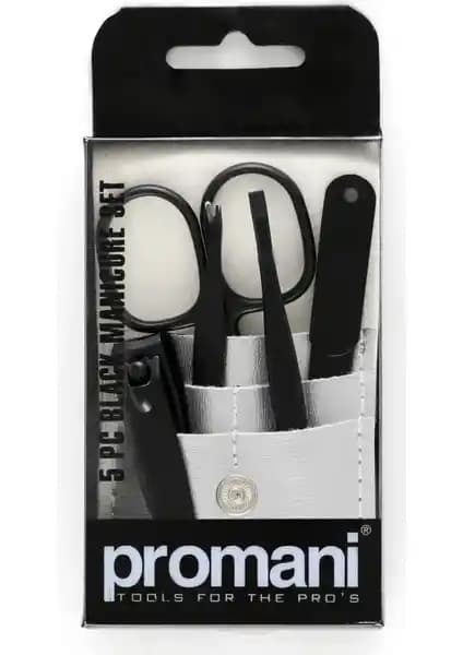 Promani Siyah 5'li Manikür Seti ile Şık ve Dayanıklı Kişisel Bakım Çözümü