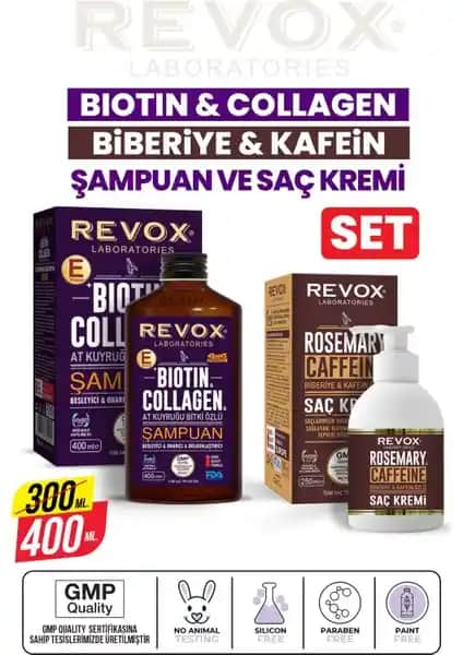 Revox Biotin ve Collagen E Vitamini Destekli Saç Bakım Seti Saç Dökülmesini Önleyen Güçlü Çözüm