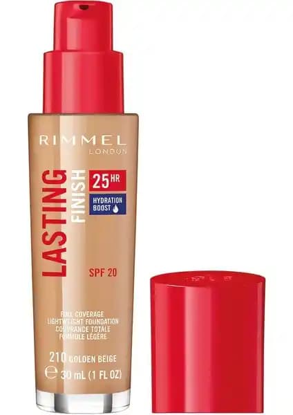 Rimmel London Lasting Finish Fondöten 210 Gold Beige, Uzun Süre Dayanan Doğal ve Mat Görünüm Sağlar