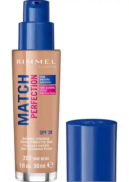 Rimmel London Match Perfection Fondöten 203 True Beige ile Doğal ve Kalıcı Makyaj Deneyimi