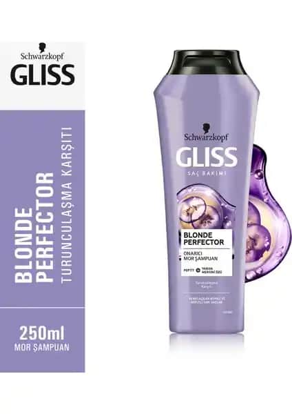 Schwarzkopf Gliss Blonde Mor Şampuan ile Sarı Saçlar İçin Renk Koruma ve Bakım