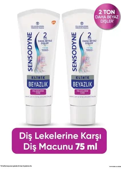 Sensodyne Klinik Beyazlık Diş Macunu Çay Kahve ve Tütün Lekelerine Karşı Güçlü Temizlik