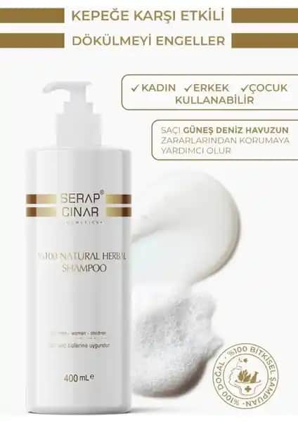 Serap Çınar Bitkisel Şampuan 400ML Saç Güçlendirme ve Dökülmeye Karşı Doğal Çözüm