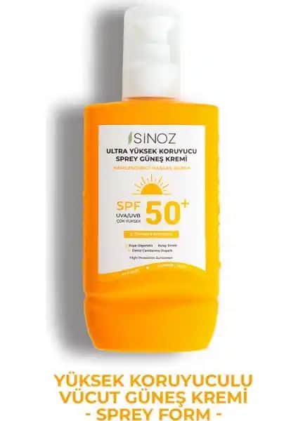 Sinoz SPF 50+ Ultra Yüksek Koruyucu Vücut Güneş Kremi Sprey Özellikleri ve Kullanım Avantajları