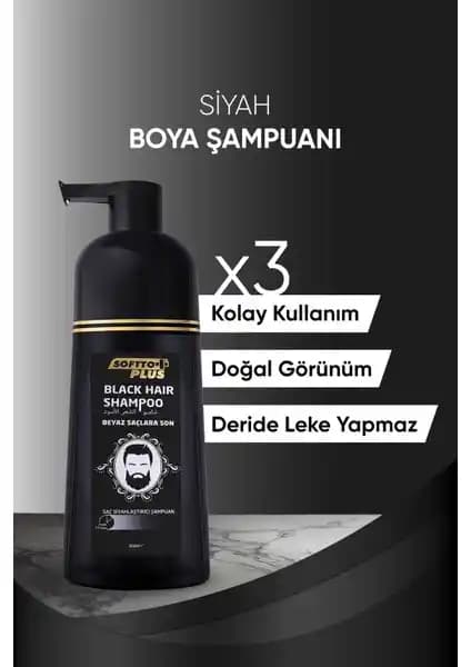 Softto Plus Black Hair Saç Siyahlaştırıcı Şampuan ile Doğal ve Parlak Siyah Görünüm