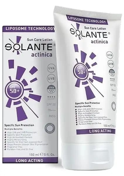 Solante Actinica SPF 50+ Güneş Koruyucu Losyon ile Güçlü ve Güvenilir Güneş Koruması