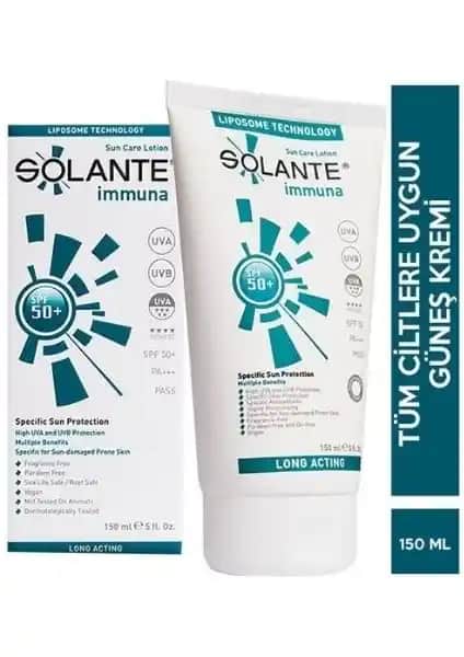 Solante İmmuna SPF 50+ Güneş Koruyucu Losyon: Yüksek Koruma ve Cilt Dostu Özellikler