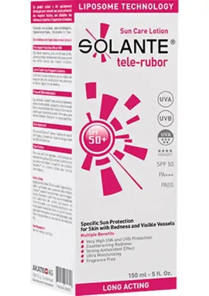 Solante Tele-Rubor SPF 50+ Güneş Koruyucu Losyon Hassas ve Güçlü Cilt Koruması İçin