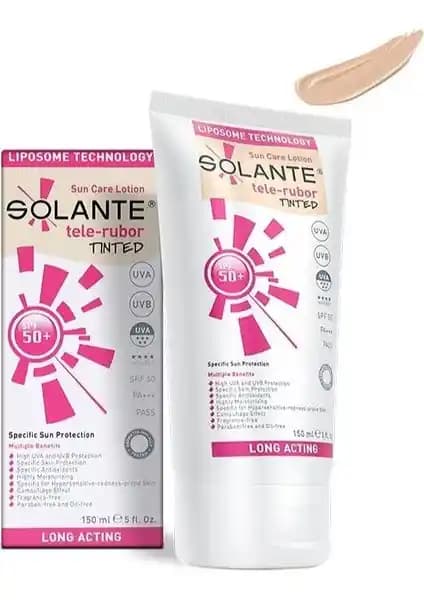 Solante Telerubor Renkli Güneş Losyonu SPF50+ Hassas Ciltler İçin Güçlü ve Estetik Koruma