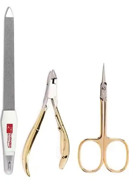 Solingen Profesyonel Bakım Seti: Et Pensi, Makas ve Tırnak Törpüsü ile Mükemmel Bakım