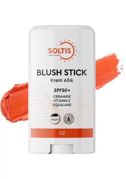 Soltis Nemlendirici Stick Allık SPF50+ Şeftali Tonu 02 Günlük Kullanım İçin Pratik ve Koruyucu Kozmetik