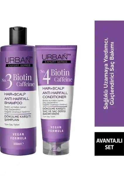 Urban Care Expert Biotin & Caffeine Şampuan ve Krem Seti Saç Güçlendirme ve Dökülme Önleme