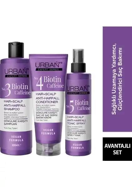 Urban Care Expert Biotin ve Kafein Serisi Saç Bakım Seti Saç Uzamasını ve Dökülmeyi Azaltmayı Hedefler
