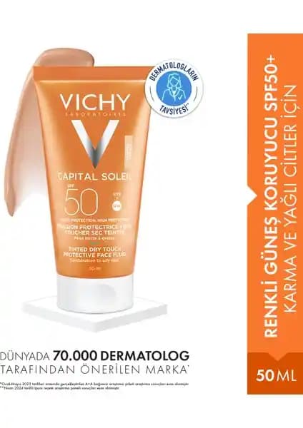 Vichy Capital Soleil Renkli Güneş Koruyucu SPF50+ Karma ve Yağlı Ciltler İçin Güçlü Koruma