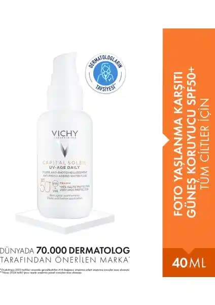 Vichy Capital Soleil SPF50+ Güneş Koruyucu Krem, Hassas ve Tüm Cilt Tipleri İçin Güçlü Koruma