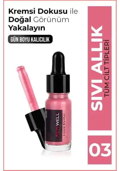 Yeni Nesil Likit Sedefli Allık No:03 Mavi Ton Profesyonel Makyajın Parlak Yıldızı