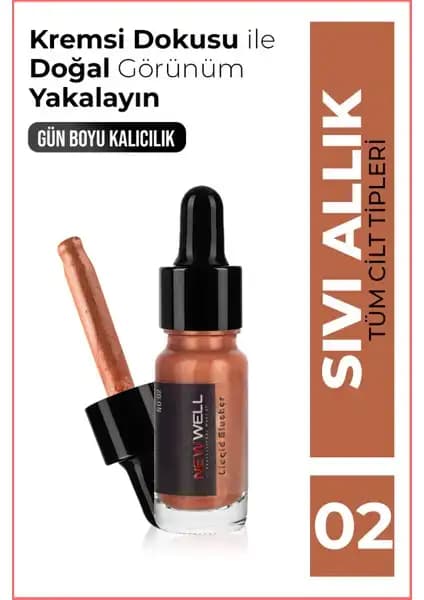 Yeni Well Sıvı Allık Sedefli No02 Doğal Parlaklık ve Çok Yönlü Kullanım Özelliği