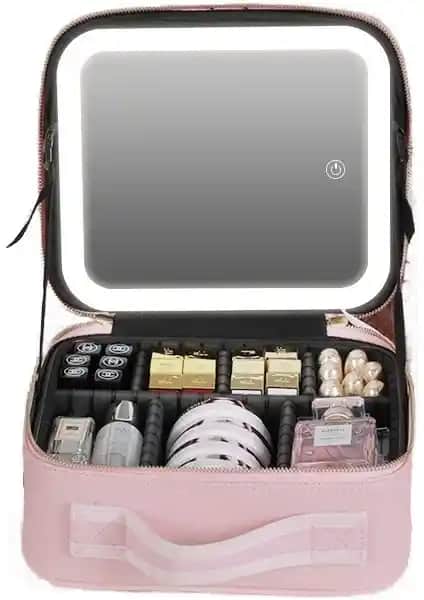 Yongtai Yukun Aynalı Hafif Seyahat Çantası Pembe - Pratik ve Şık Güzellik Saklama Çözümü