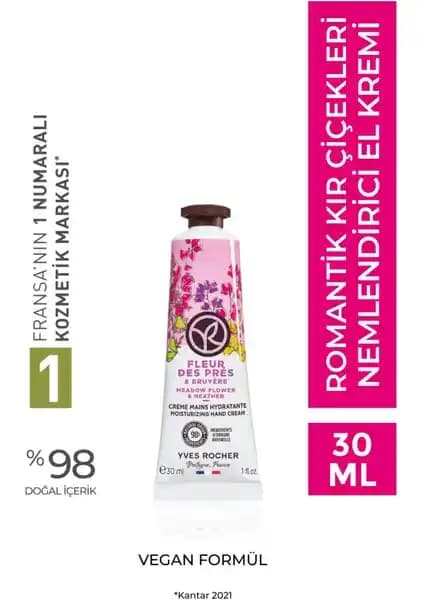 Yves Rocher Nemlendirici El Kremi Romantik Kır Çiçekleri Doğal Bakım Özellikleri