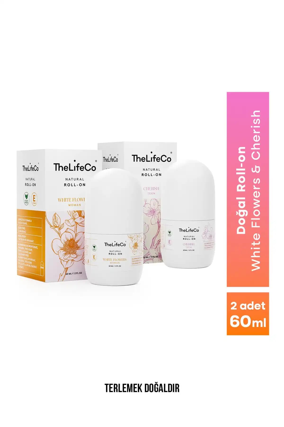 TheLifeCo Doğal Roll-on White Flowers Woman & Roll-on Cherish Teenage 60 ml (DOĞAL DEODORANT)