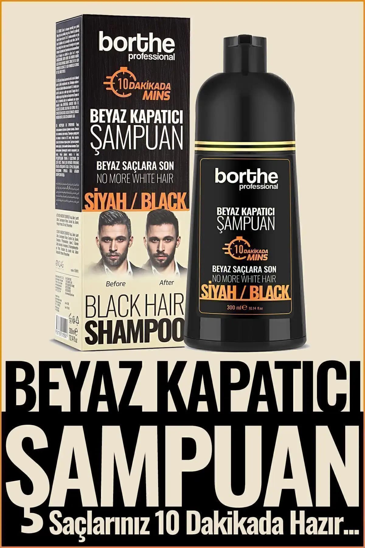 Borthe Saç Siyahlaştırıcı Şampuan Beyaz Saçlar Için 300 ml