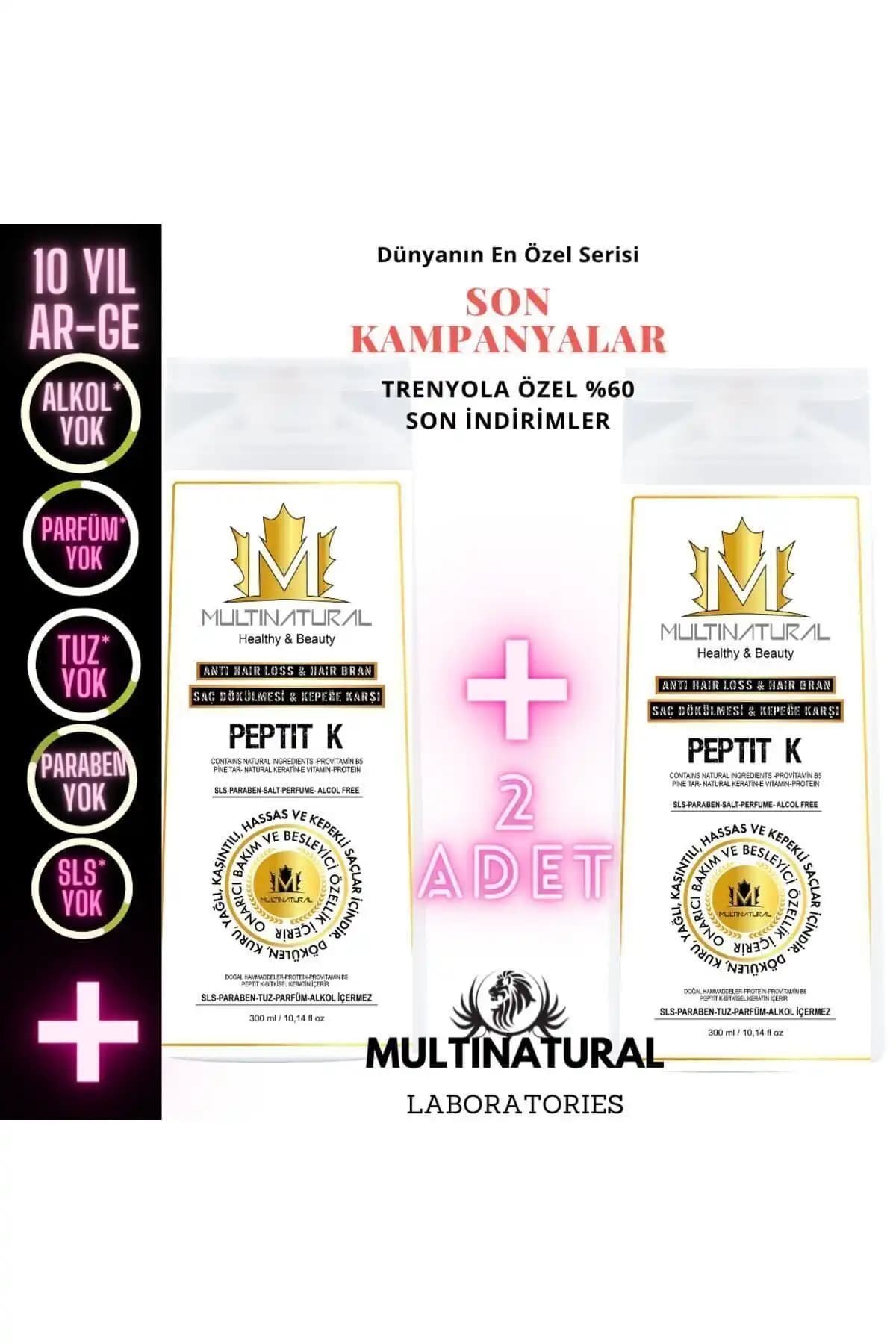multinatural Kepek Şampuanı Saç Dökülmesi Şampuanı Organik Pullanma Karşıtı Şampuan 2x300 ml Egzema -x Serisi