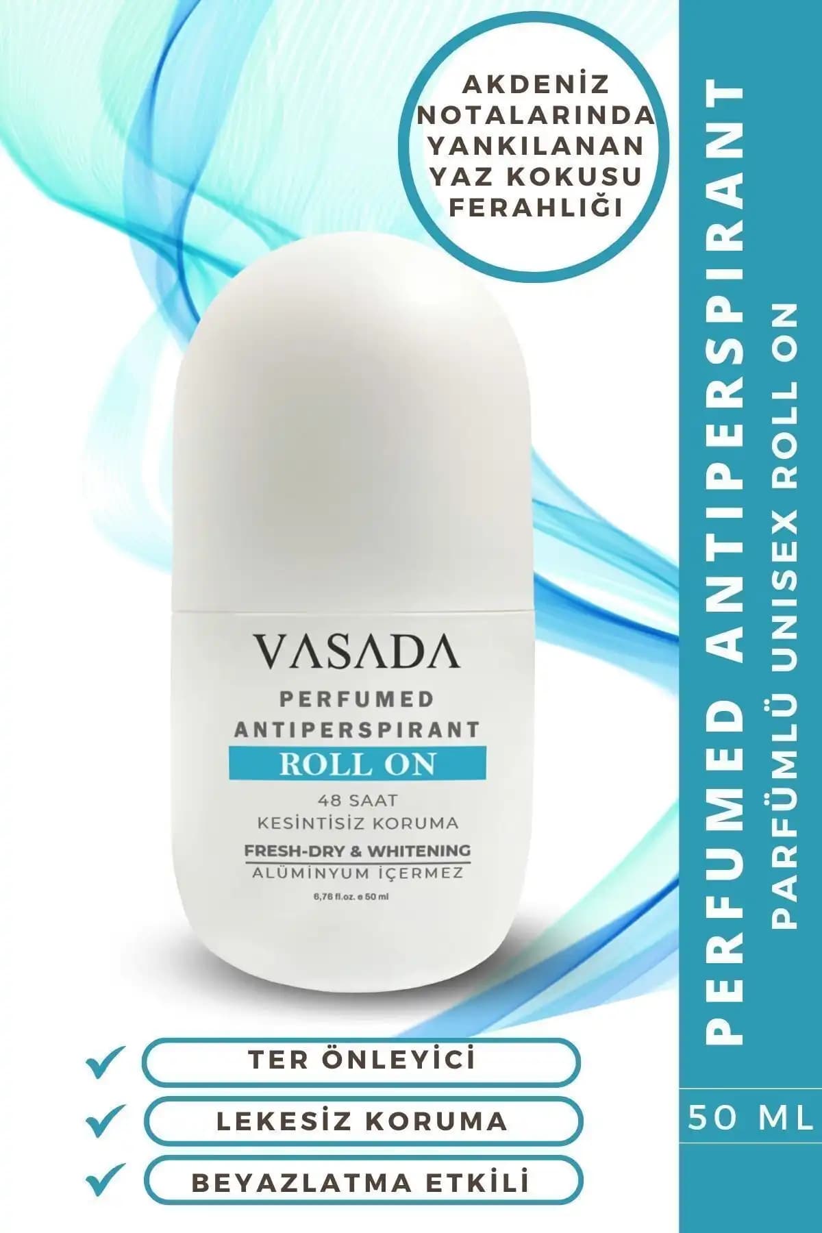 Vasada Ter Kokusu Önleyici Beyazlatıcı Alüminyum Içermeyen Unisex Roll-on 50 ml