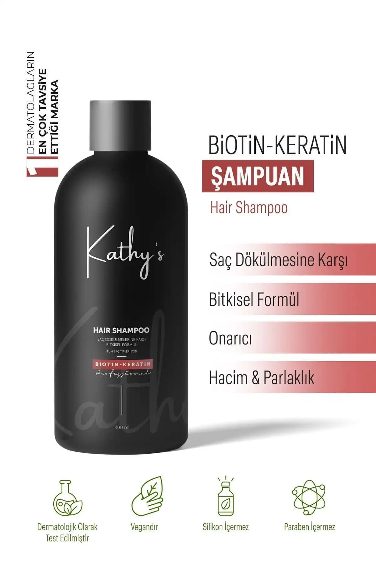 kathy's paris Saç Dökülmesine Karşı Bakım Şampuanı 400 ml Biotin-keratin Ve E Vitamini