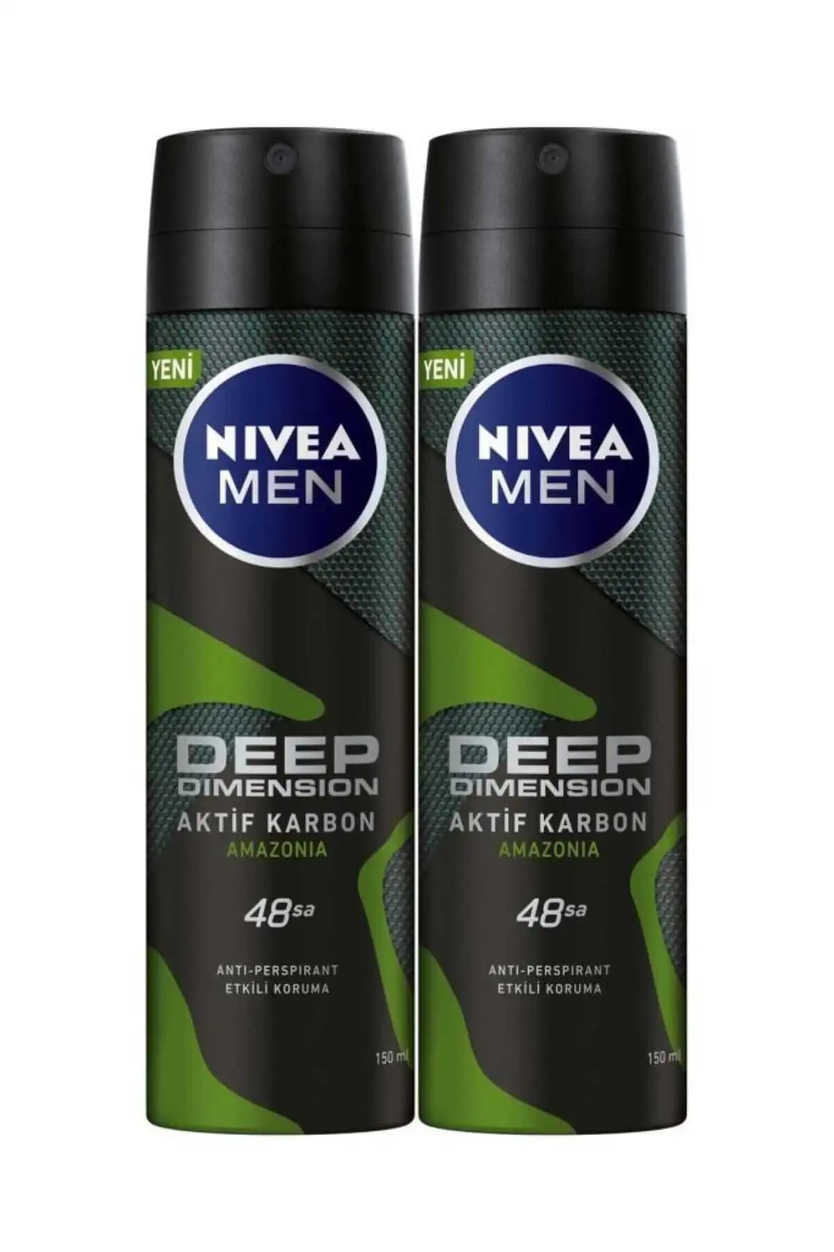 NIVEA Men Erkek Sprey Deodorant Amazonia 150ml, 48 Saat Anti-perspirant Koruma, Ter Karşıtı, X2 Adet