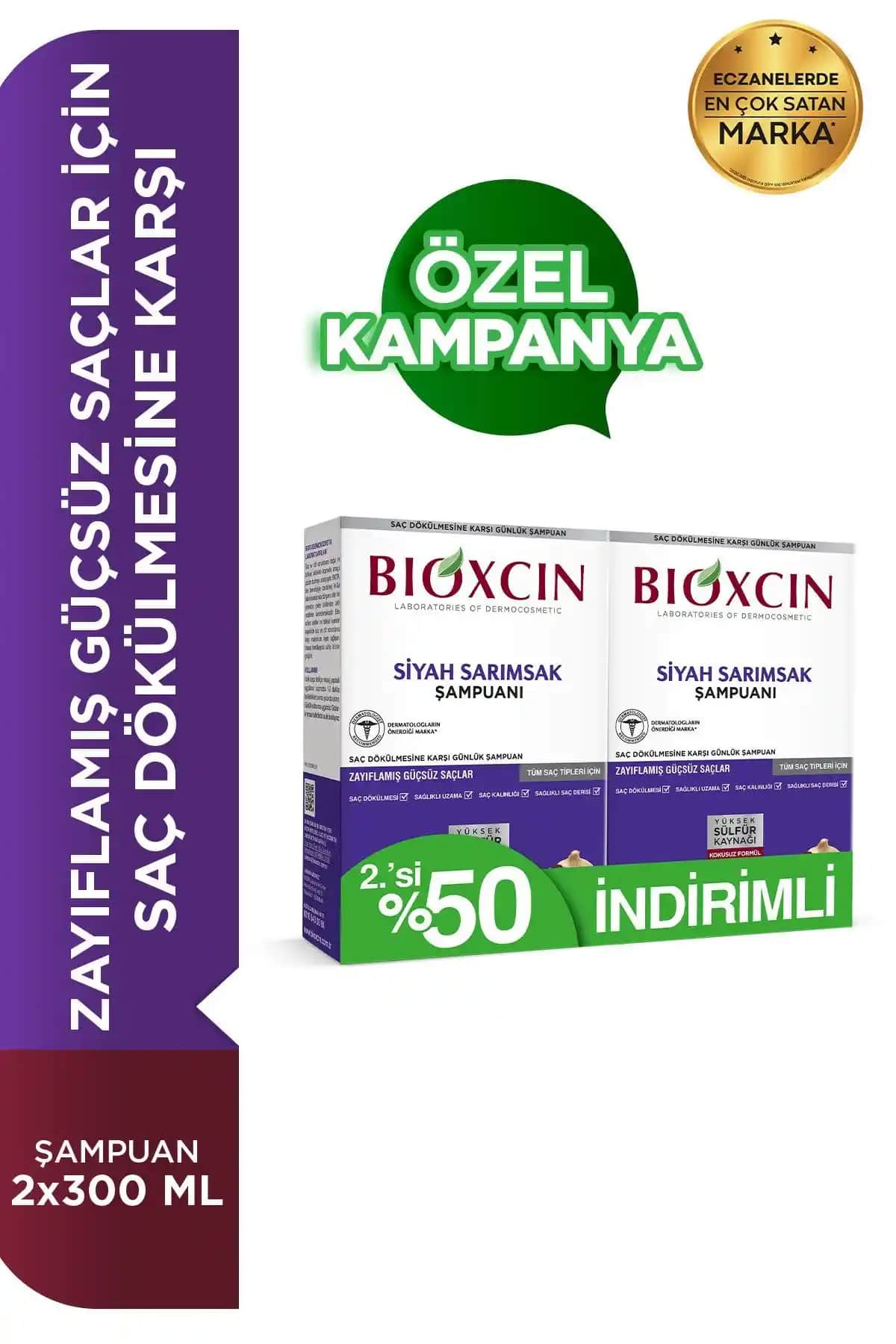 Bioxcin Siyah Sarımsaklı Şampuan 2'li Paket - Saç Dökülmesine Karşı Etkili Çözüm