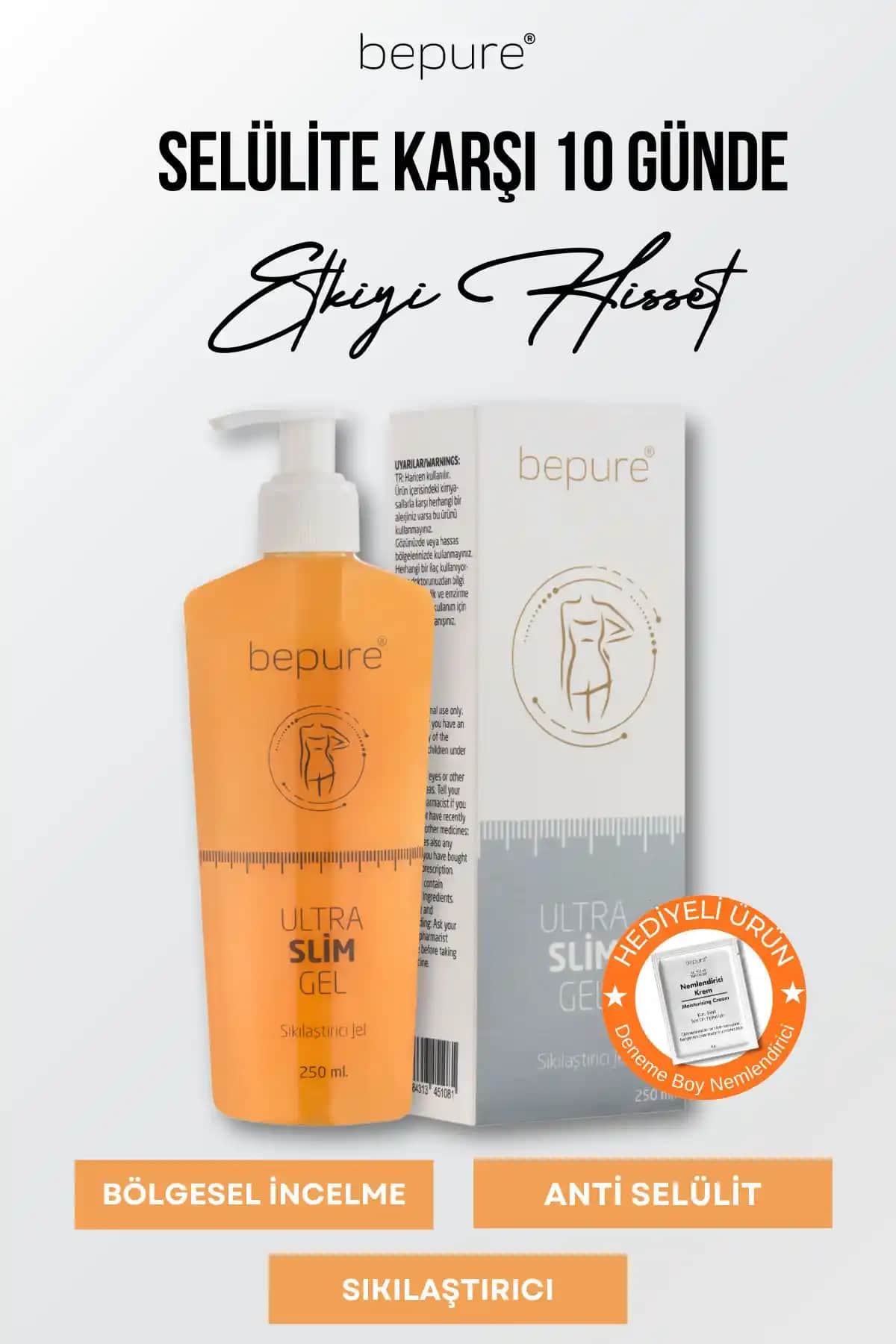 Bölgesel İncelme İçin Selülit ve Çatlak Giderici Ultra Slim Jel