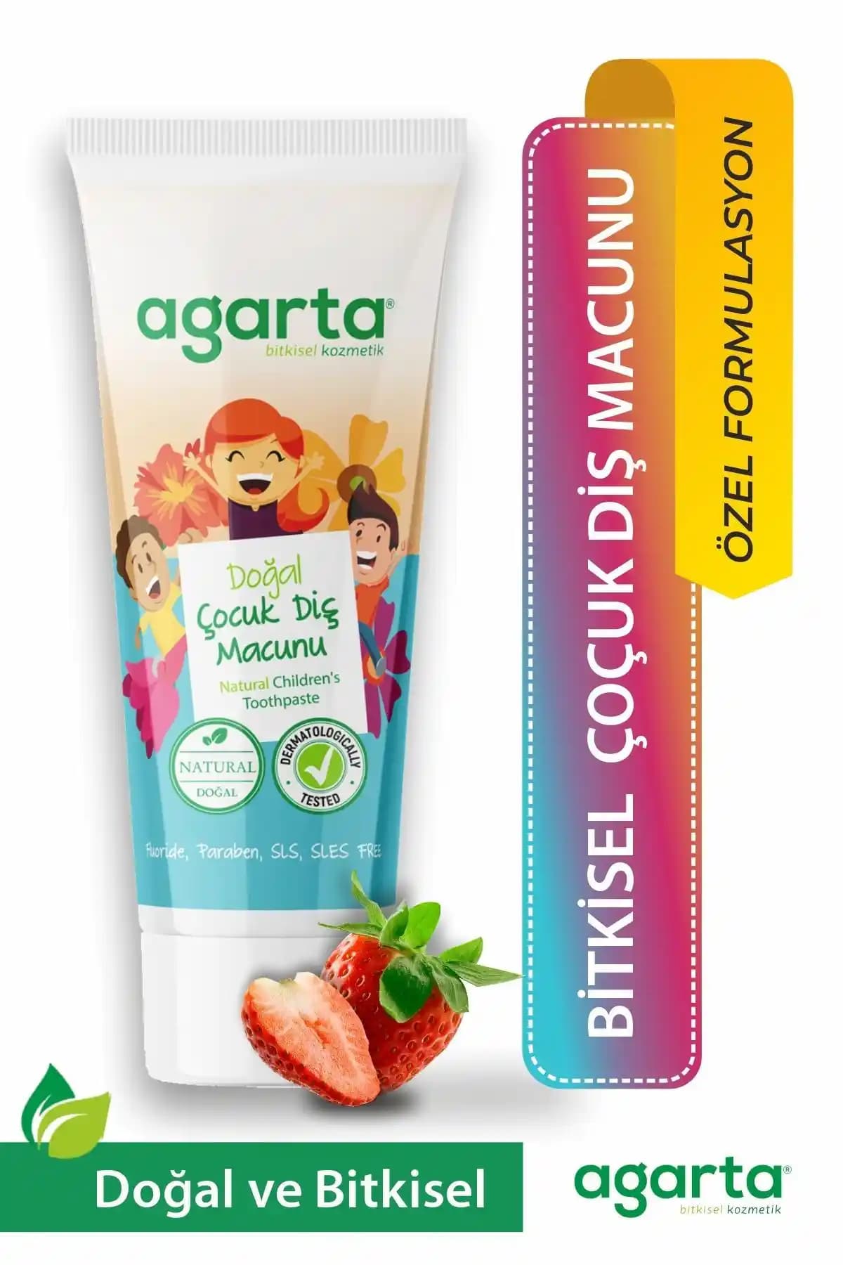 Doğal Florürsüz Çocuk Diş Macunu Çilekli - Agarta