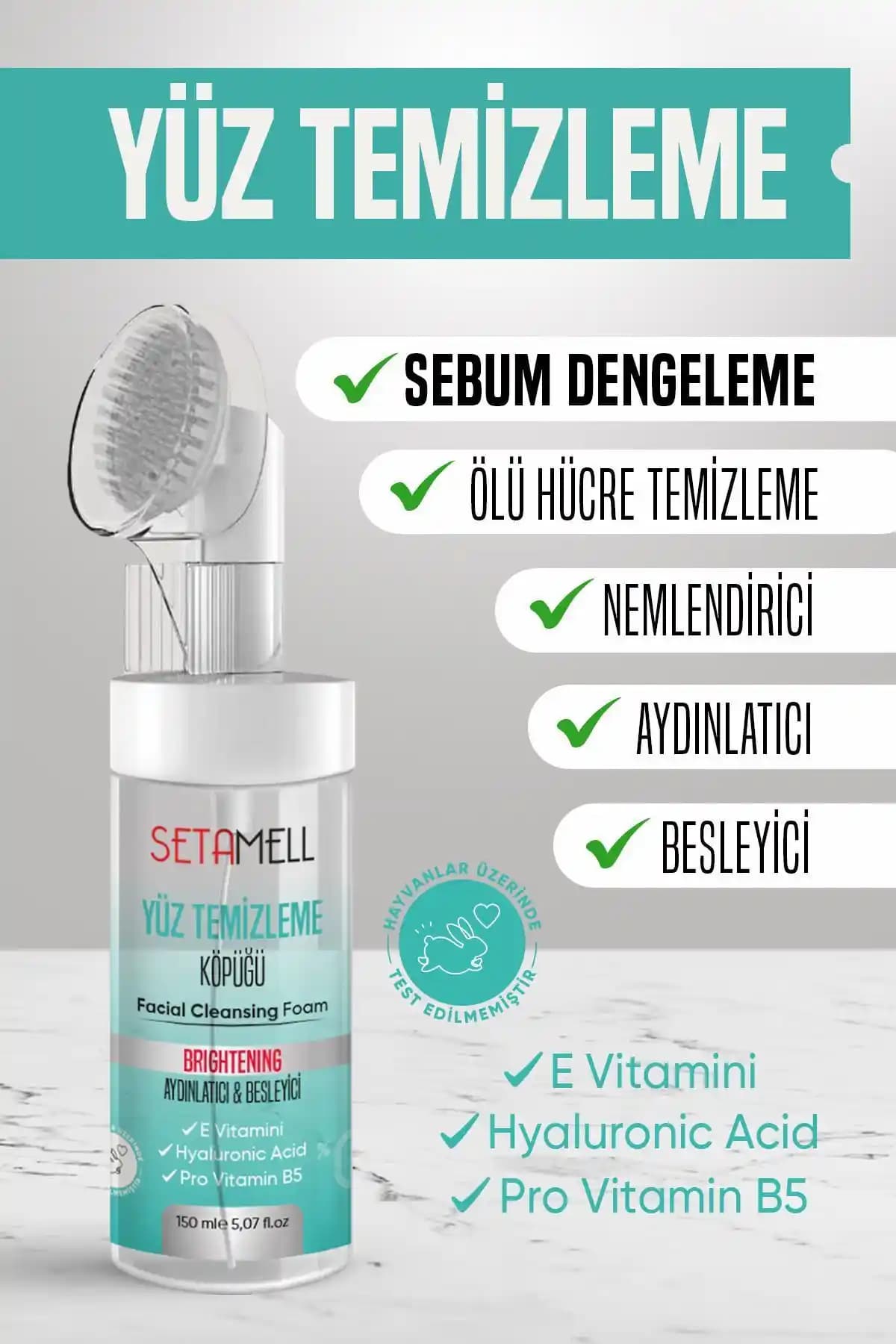 SETAMELL Fırçalı Yüz Temizleme Köpüğü: Derinlemesine Temizlik