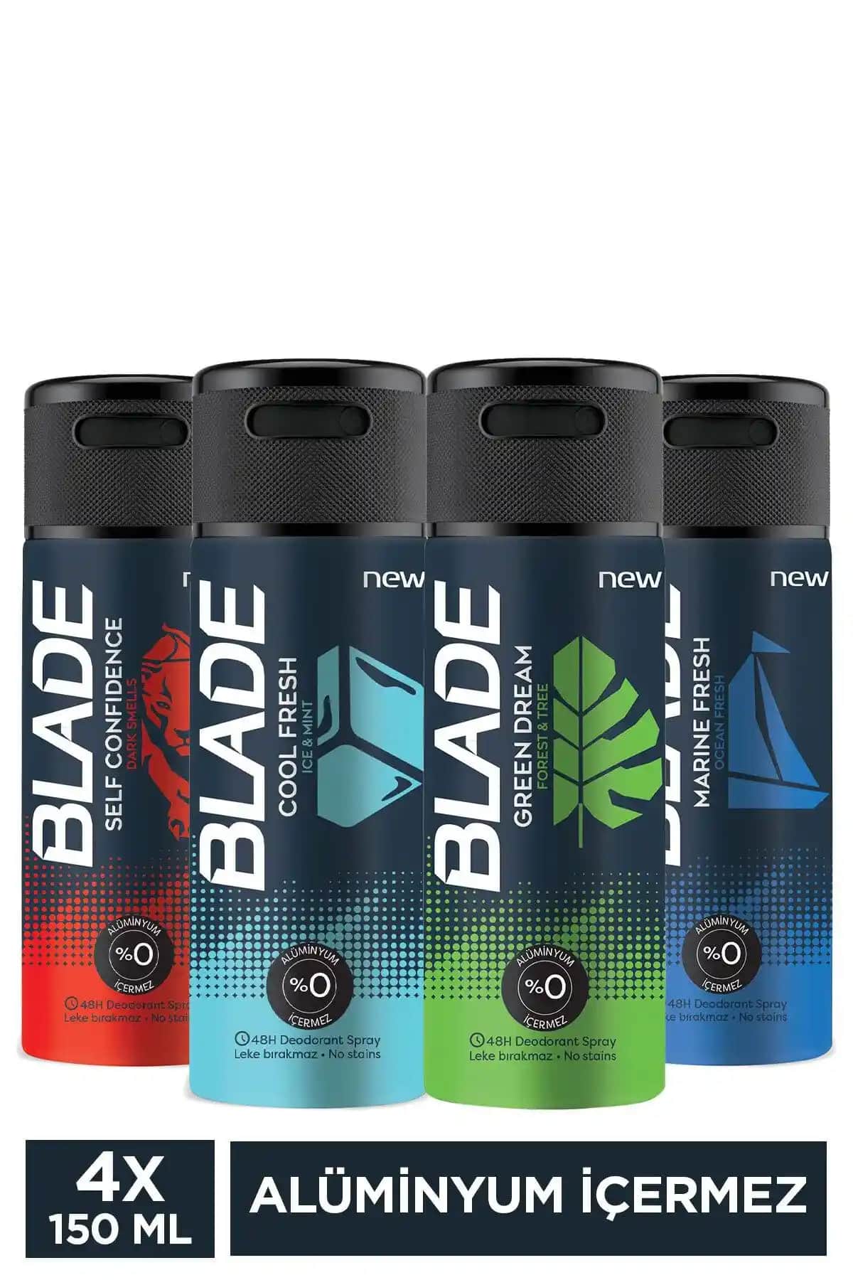 Blade Erkek Deodorant Karşılaştırması: 150 Ml 4'lü Set ve Self Confidence Özellikleri