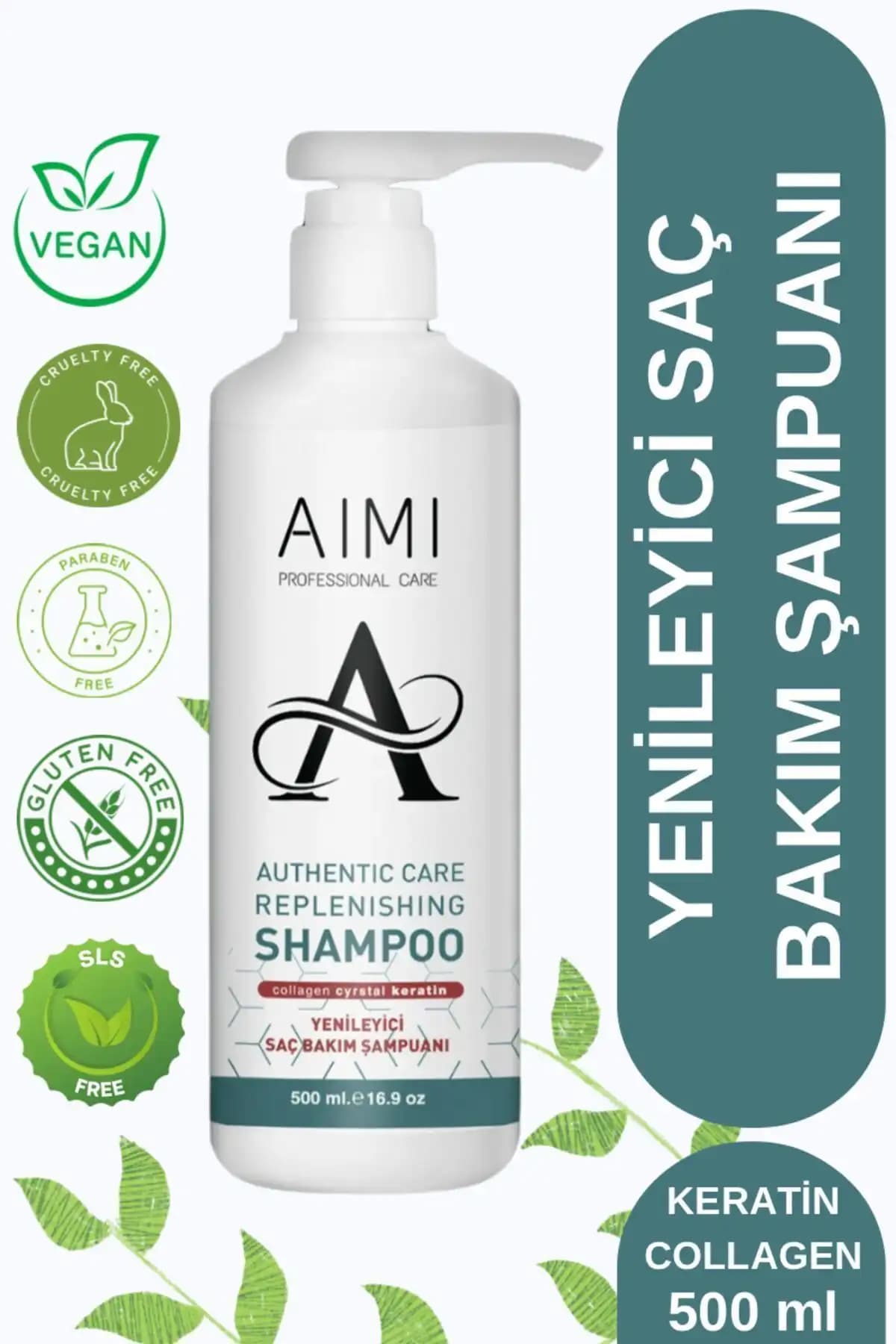AIMI COSMETİC Vegan Paraben, Sles, Sls, Silikon, Ve Tuz Içermeyen Yenileyici Saç Bakım Şampuanı 500 ml