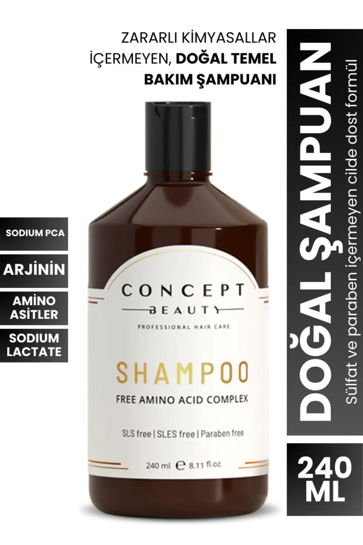 Concept Beauty Şampuan - Doğal Şampuan - Onarıcı Ve Yapılandırıcı - Tuzsuz-sülfatsız Şampuan ( 240 ml )