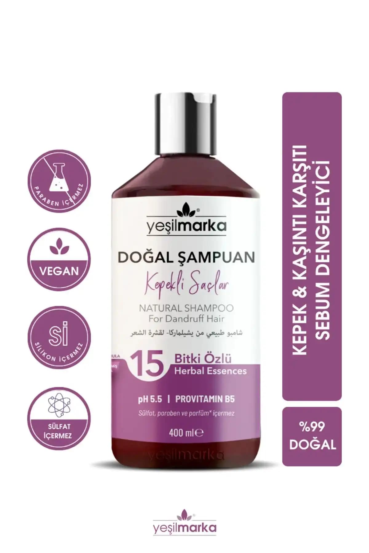 yeşilmarka Doğal Şampuan- Kepekli Saçlar- Organik Içerik Ve Vegan- Kepek Önleyici Özel Formül