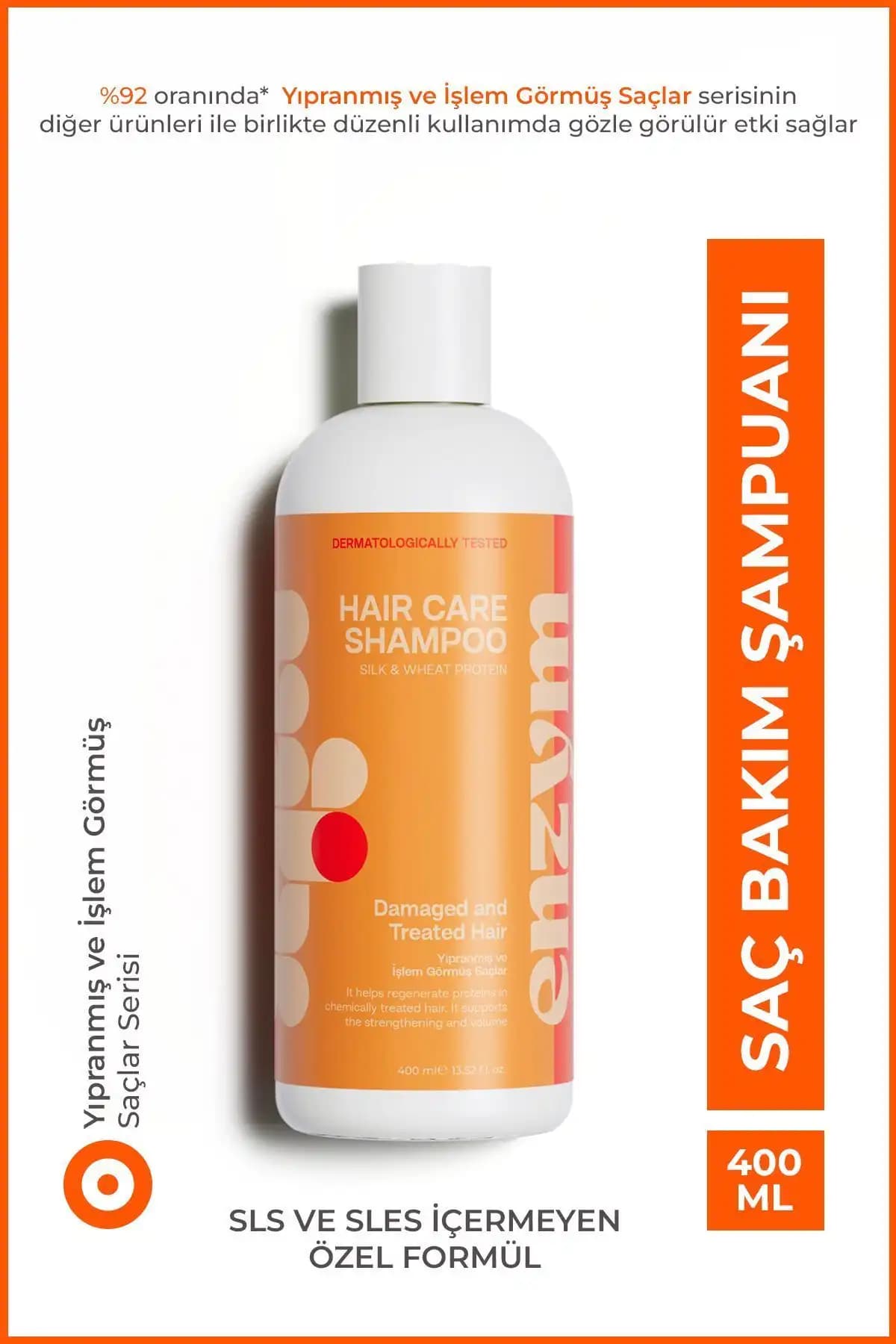ENZYM COSMETICS Yıpranmış ve İşlem görmüş saçlar için Saç Bakım Şampuanı 400 ml