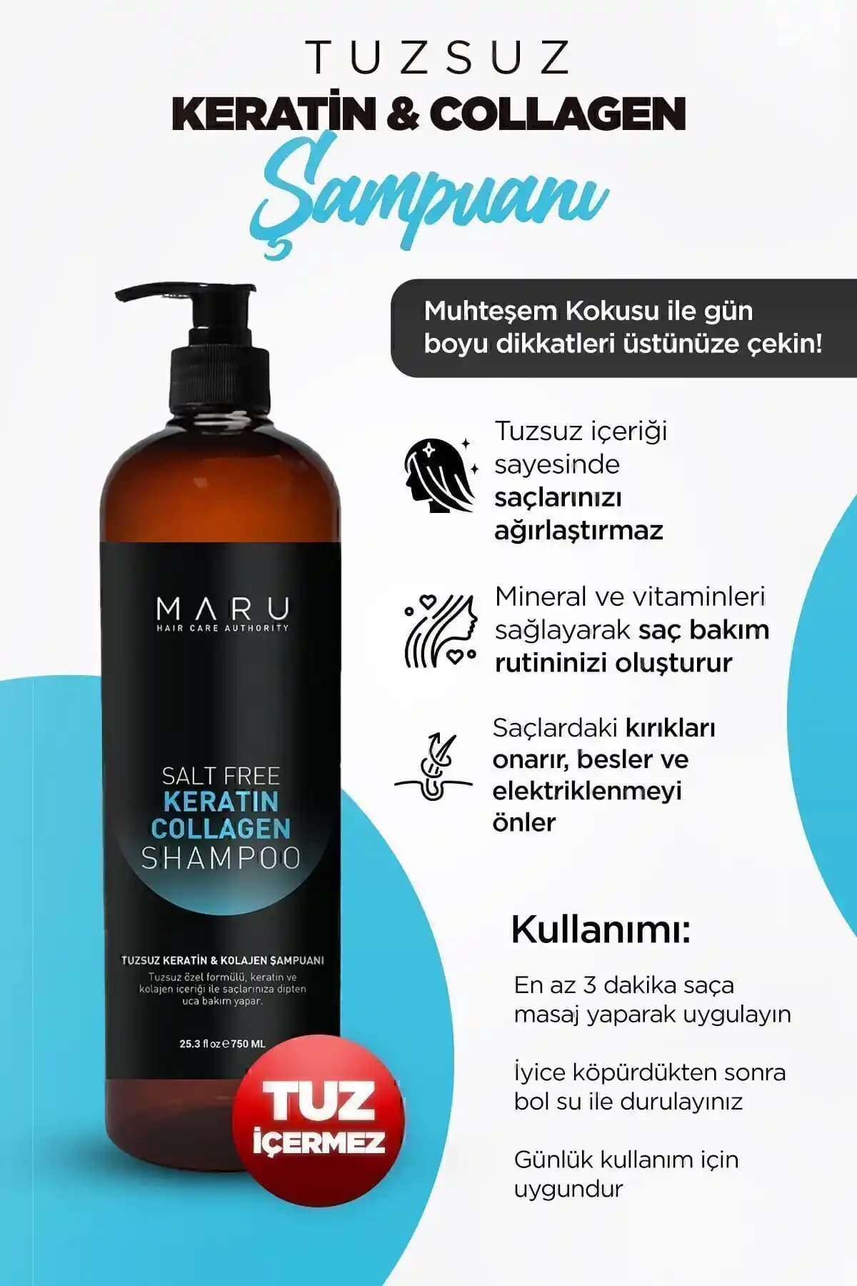 MARU Tuzsuz Keratin ve Kolajen ile At Kuyruğu Şampuanı: Hızla Uzatma ve Onarıcı Etkiler