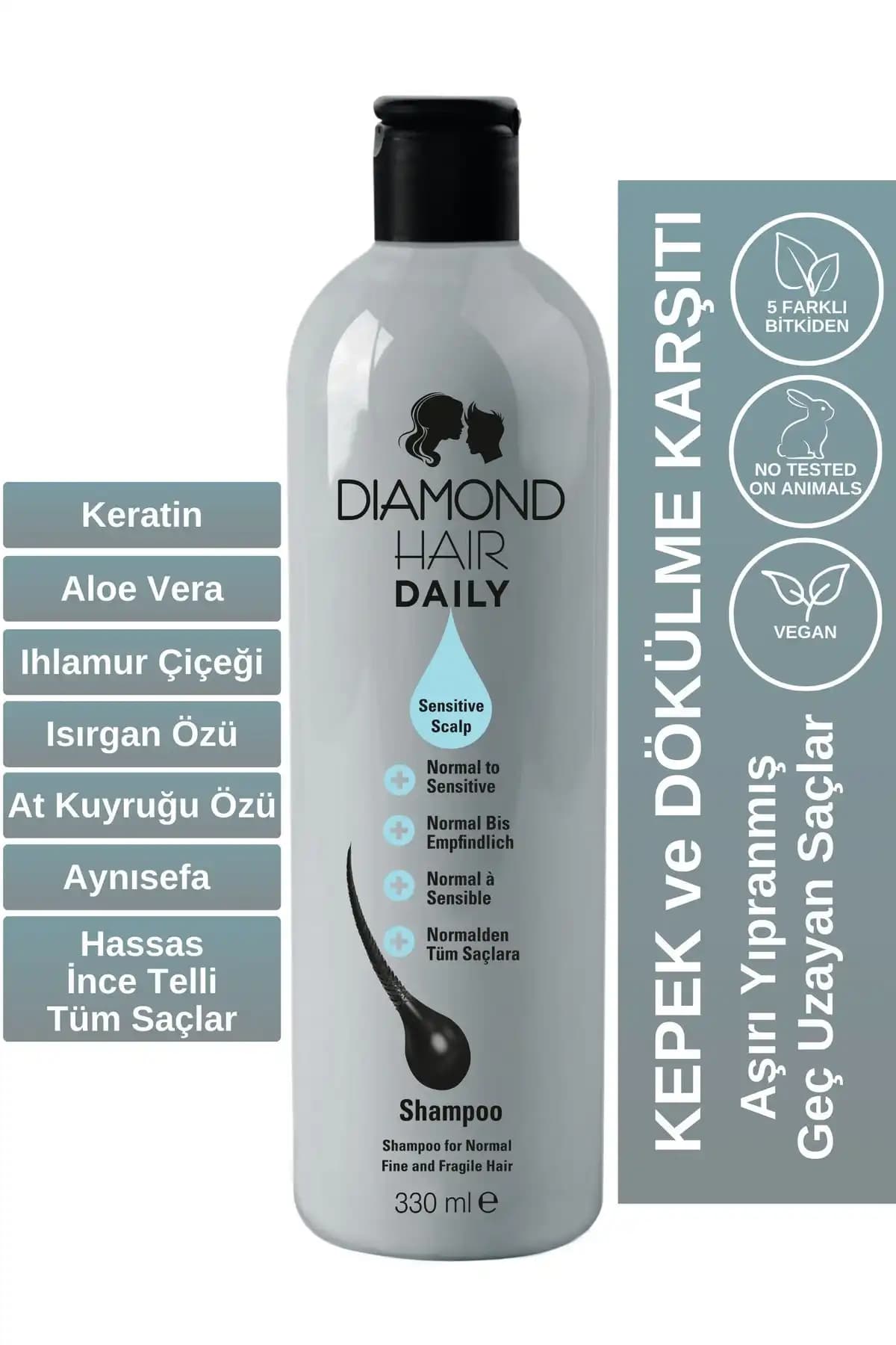DIAMOND HAIR Hassas, Incel Telli, Kepekli, Dökülen, Uzamayan, Kırılgan Ve Tüp Saçlara Uygun Repair Hacim Şampuan
