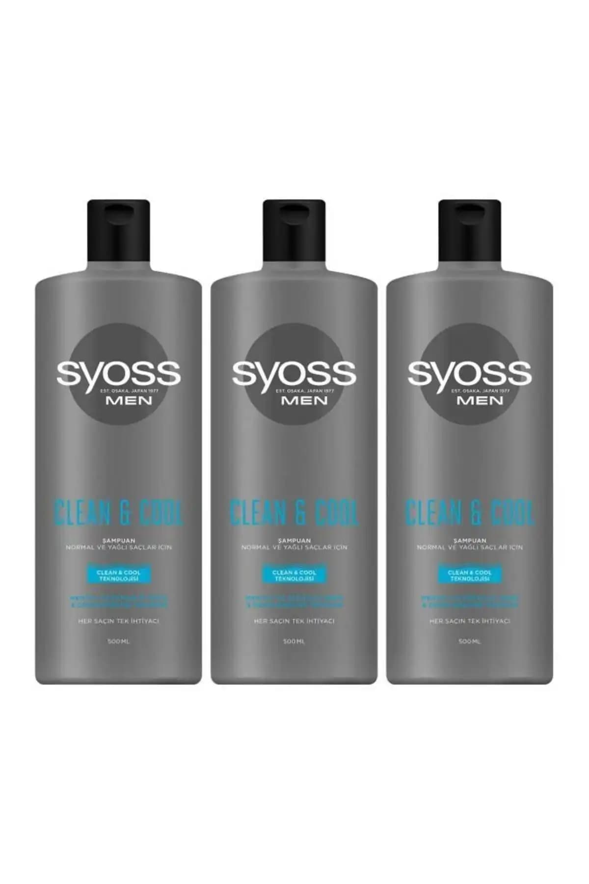 Syoss Men Clean & Cool Mentol Etkili Şampuan 500 ml X 3 Adet