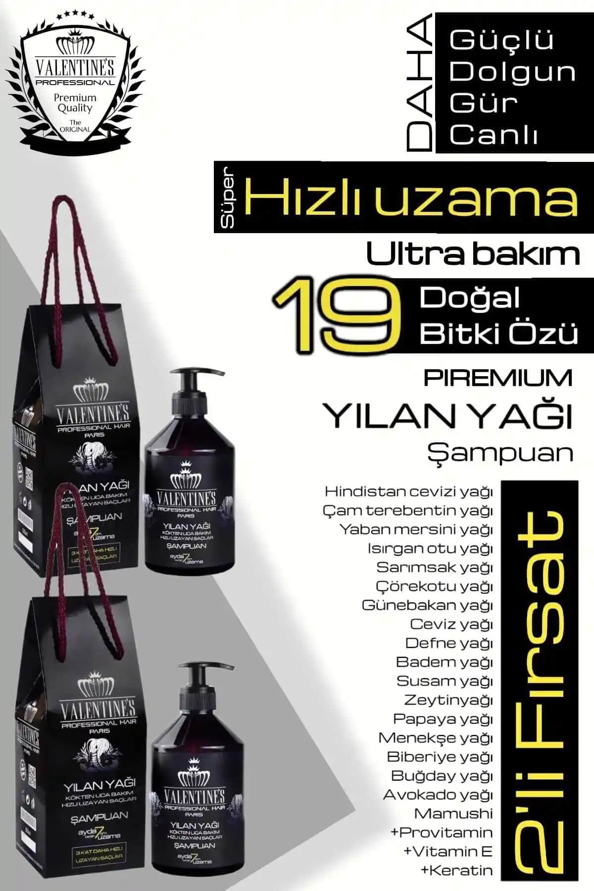 Valentine's Professional 2li Fırsat Paketi: Premium Yılan Yağı Şampuanı