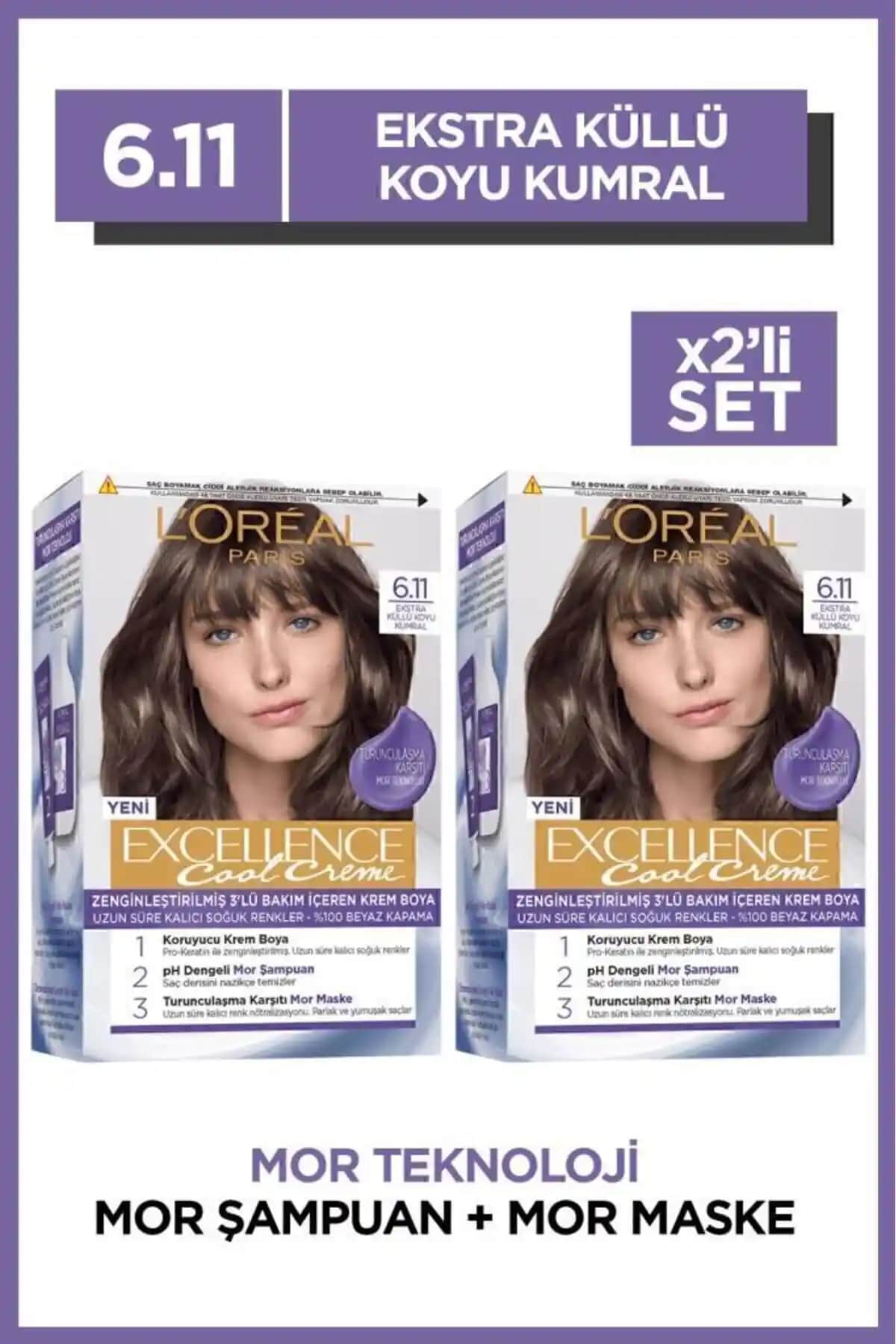 L'Oreal Paris Excellence Cool Creme Saç Boyası - 6.11 Küllü Koyu Kumral