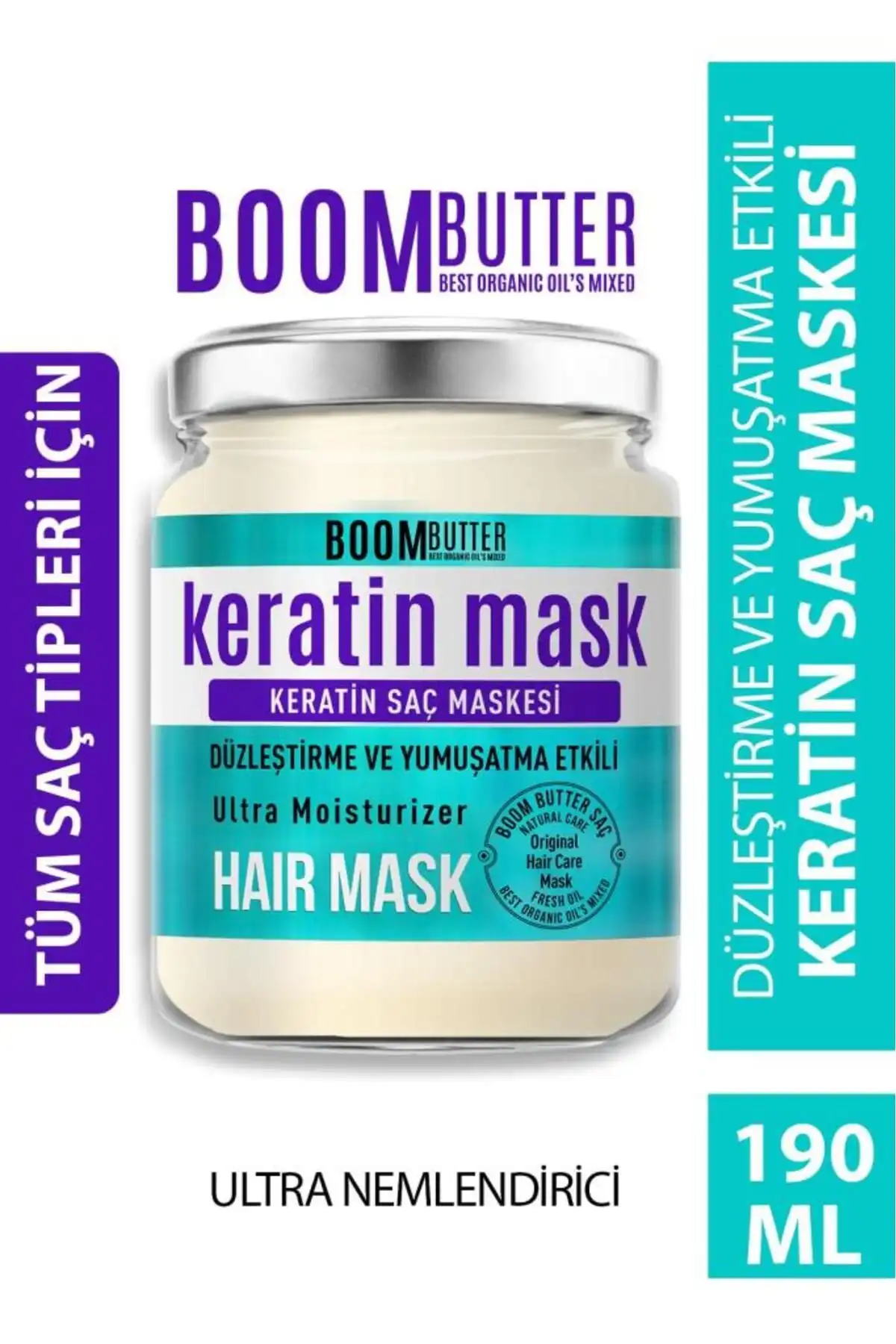 BOOM BUTTER Güçlendirici Onarıcı Keratin Saç Maskesi: Saç Güçlendirme ve Nemlendirme İçin Türkiye Menşeli Ürün