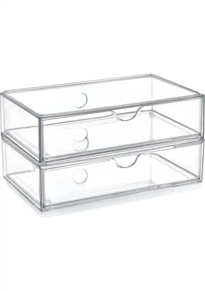 Bee Home Büyük Boy Makyaj Takı Çekmece Kutusu Şeffaf ve Dayanıklı Organizer