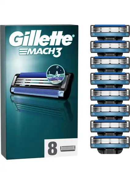 Gillette Mach3 Yedek Tıraş Bıçağı 8'li set ile Güçlü ve Konforlu Tıraş Deneyimi