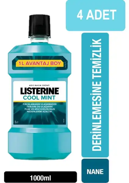 Listerine Cool Mint 1000 ml Ağız Bakımı Gargarası Klinik Kanıtlanmış Etkili Formül