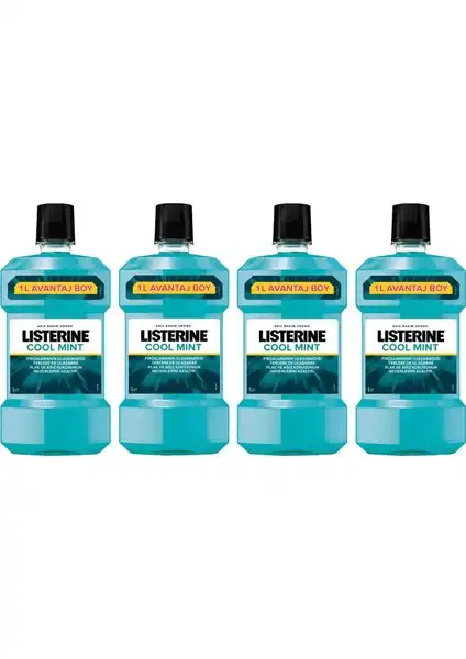 Listerine Cool Mint 1000 ml x 4 ile etkili ve ferah ağız hijyeni sağlar