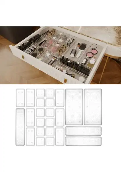 Meleni Home 24'lü Modüler Çekmece Düzenleyici ile Evinizde ve Ofisinizde Organizasyon Sağlayın