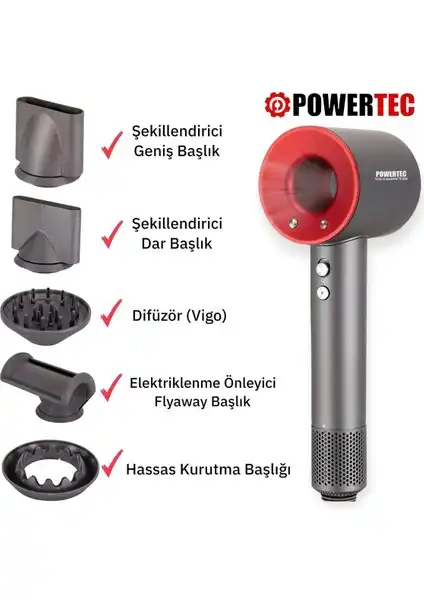Powertec TR-3333 BLDC Motor ile Profesyonel Saç Bakımı ve Hızlı Kurutma Özellikleri